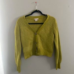lime green cardigan sweater